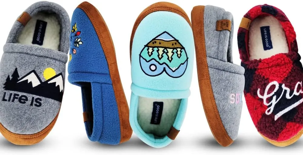 Life is Good Women's Moccasin Slippers - Suede & Fleece Closed Back Slip-Ons - Plush & Fluffy Slippers with Rubber Soles for Indoor & Outdoor Use Stylish & Comfortable Available in Different Designs