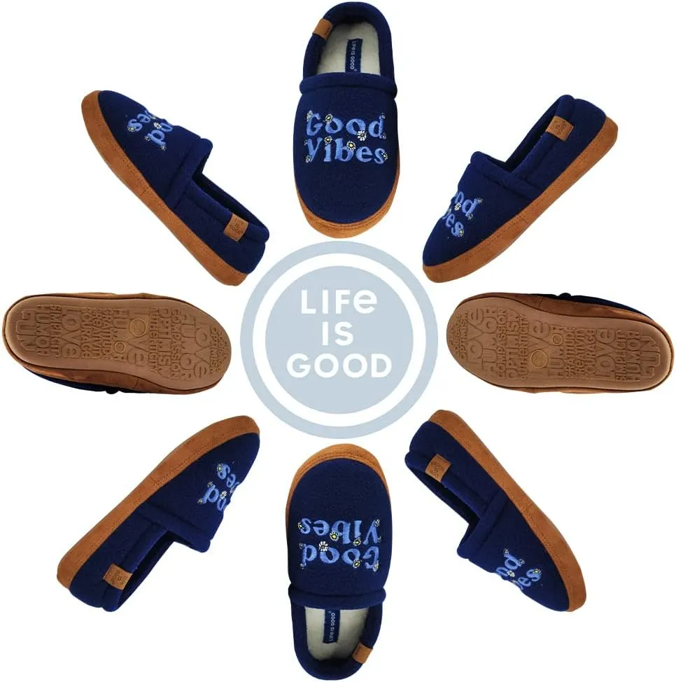Life is Good Women's Moccasin Slippers - Suede & Fleece Closed Back Slip-Ons - Plush & Fluffy Slippers with Rubber Soles for Indoor & Outdoor Use Stylish & Comfortable Available in Different Designs