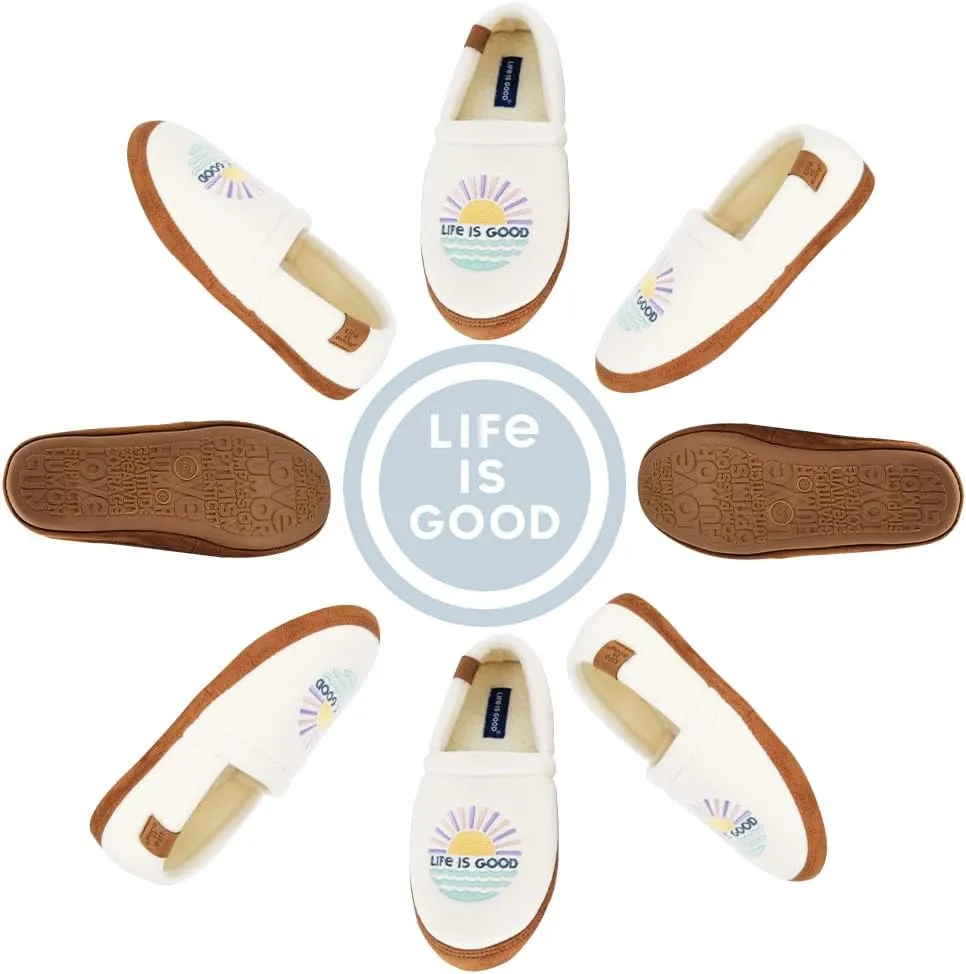 Life is Good Women's Moccasin Slippers - Suede & Fleece Closed Back Slip-Ons - Plush & Fluffy Slippers with Rubber Soles for Indoor & Outdoor Use Stylish & Comfortable Available in Different Designs
