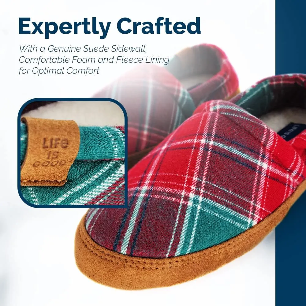 Life is Good Women's Moccasin Slippers - Suede & Fleece Closed Back Slip-Ons - Plush & Fluffy Slippers with Rubber Soles for Indoor & Outdoor Use Stylish & Comfortable Available in Different Designs