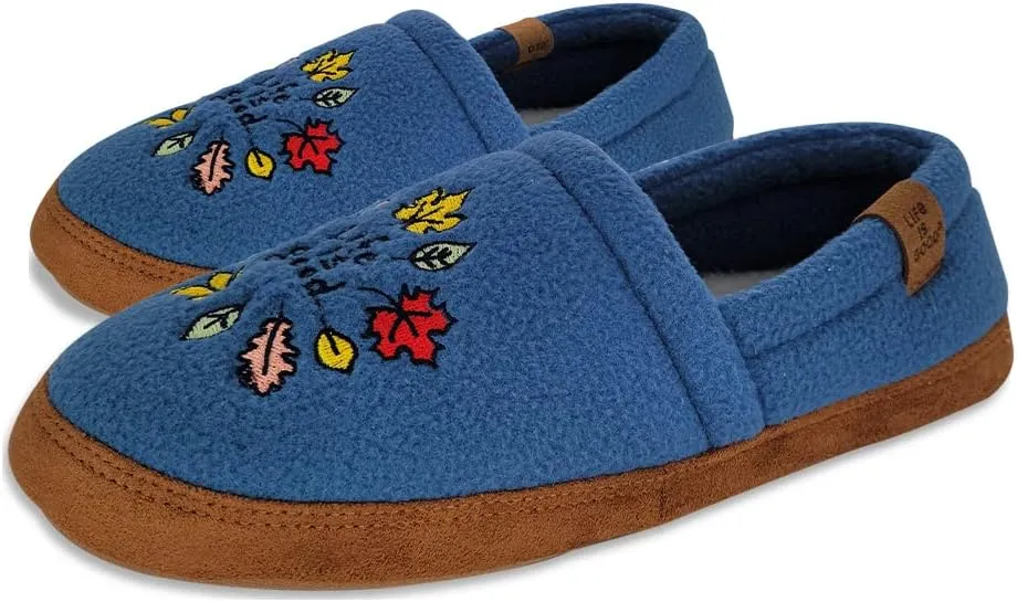 Life is Good Women's Moccasin Slippers - Suede & Fleece Closed Back Slip-Ons - Plush & Fluffy Slippers with Rubber Soles for Indoor & Outdoor Use Stylish & Comfortable Available in Different Designs