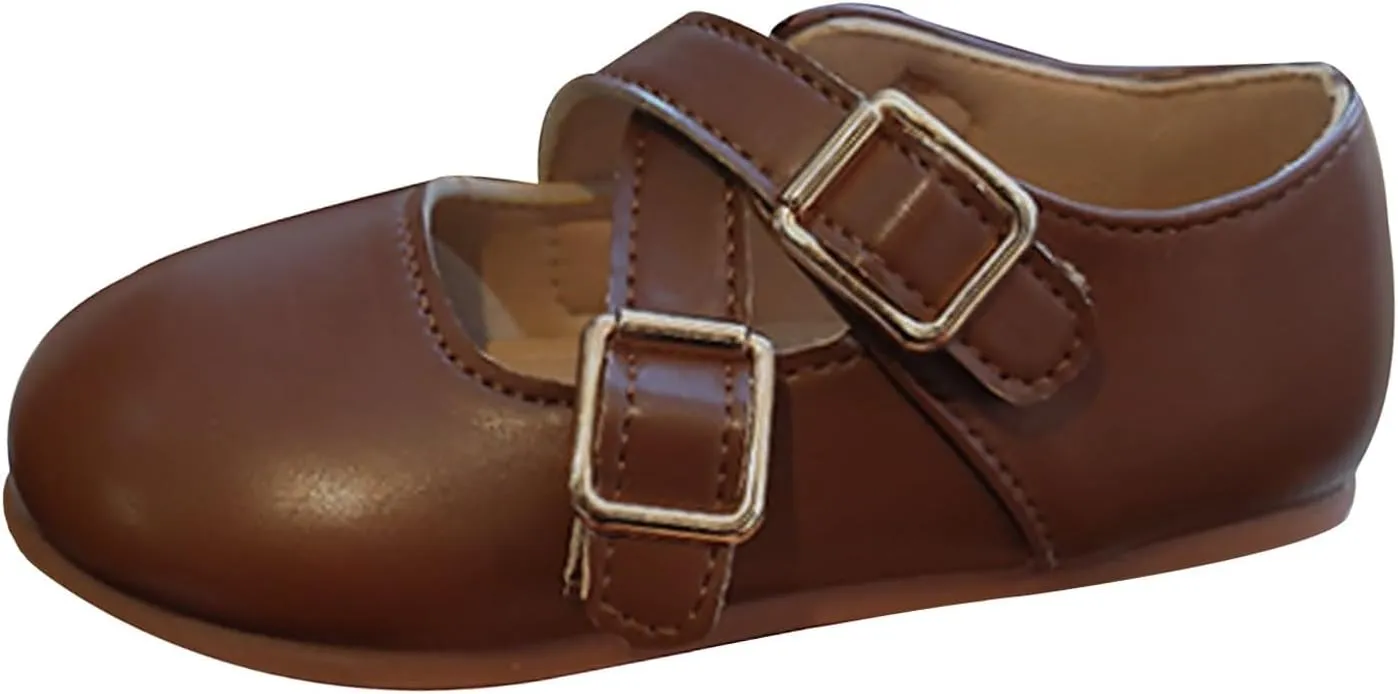 Little Girls Buckle Strap Mary Jane School Uniform Shoes Moccasi𝐧s Dress Flat𝐬 Toddler Princess Soft Sole Shoes