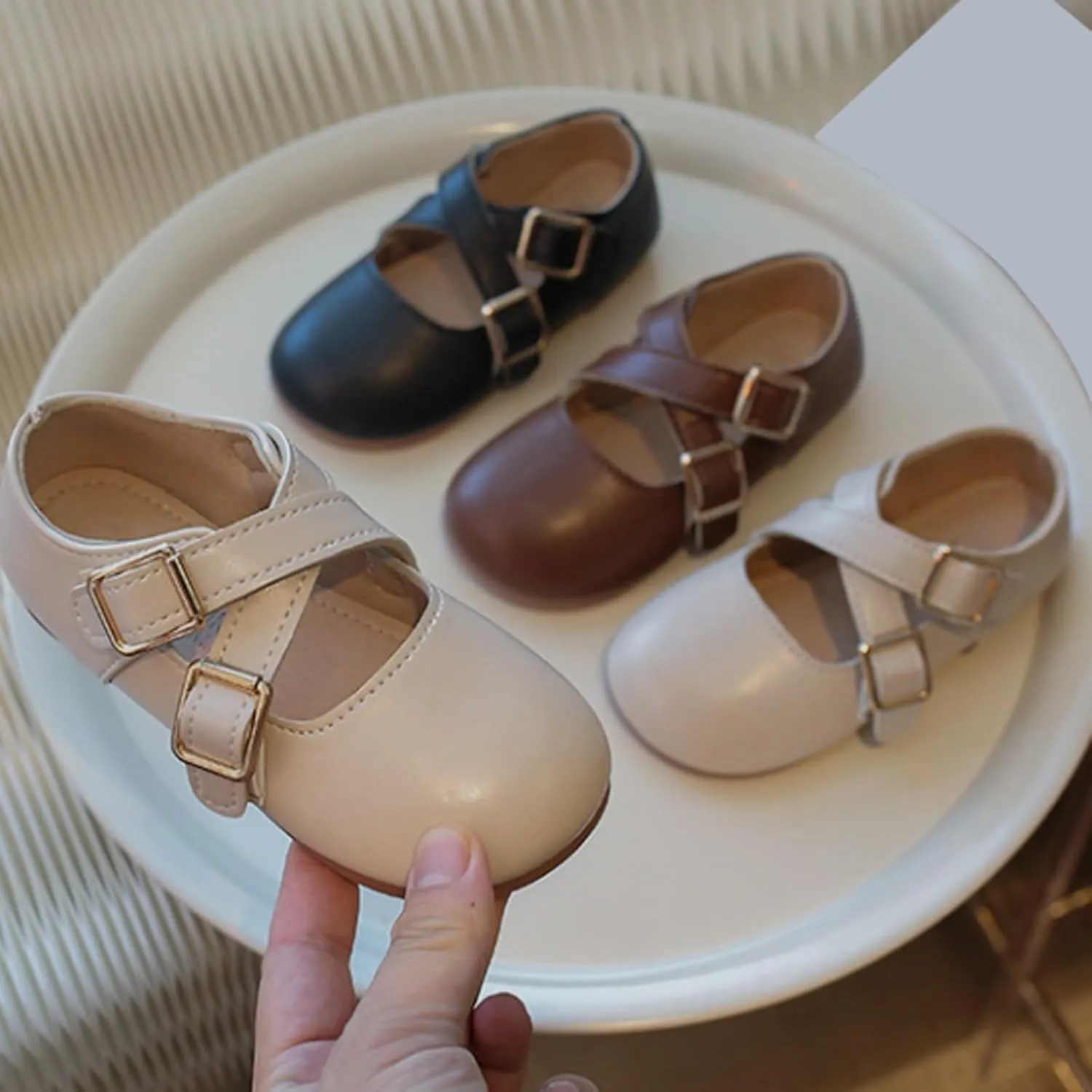 Little Girls Buckle Strap Mary Jane School Uniform Shoes Moccasi𝐧s Dress Flat𝐬 Toddler Princess Soft Sole Shoes