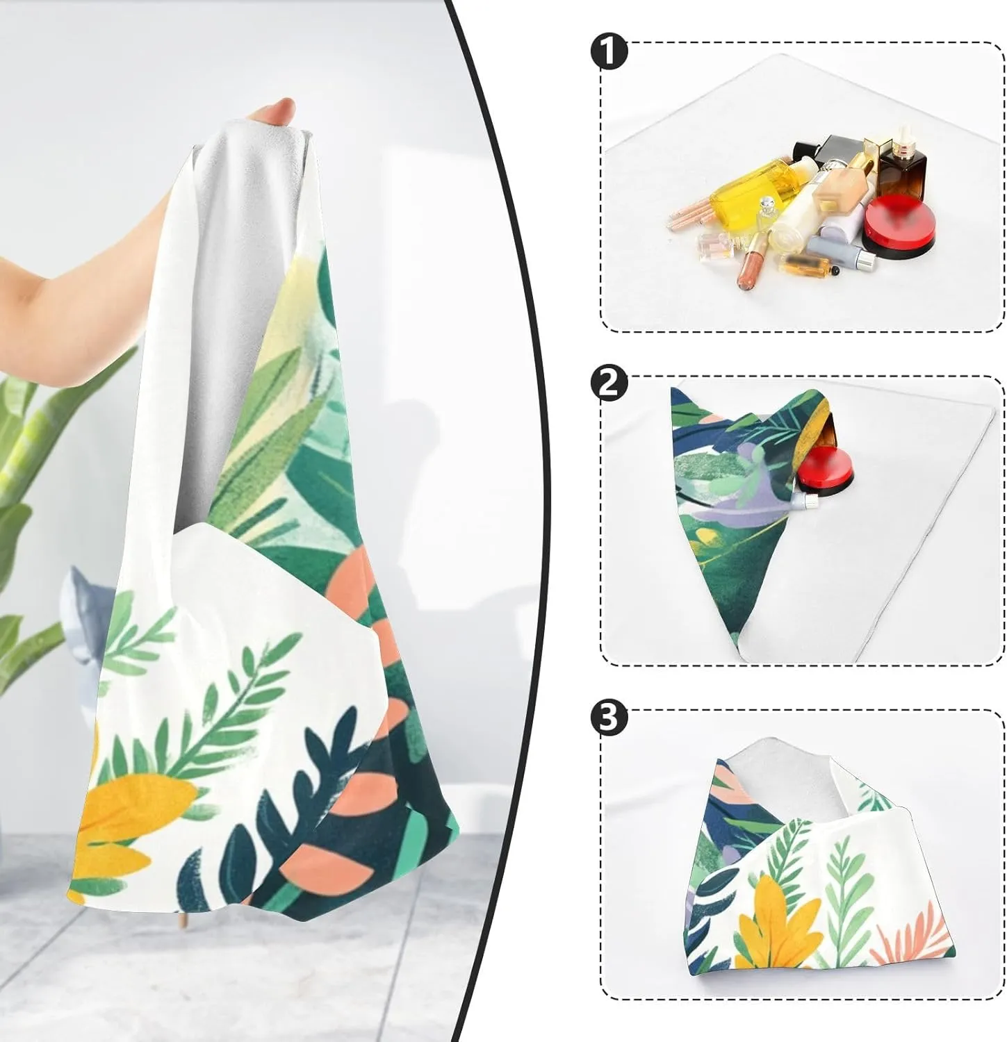 Lovely and Artistic Flower Beds Self-Adhesive Magic Cloth Makeup Bag, Portable Protective Cosmetic Pouch, Camera Lens Wrap, Scratch-Resistant Travel Organizer