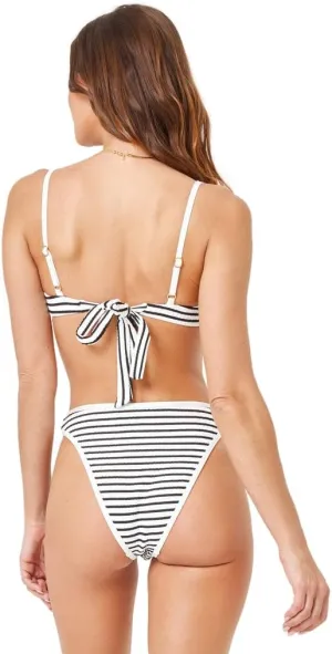 L*Space Nora Bikini Bottom for Women, High Waisted Bottom, Bitsy Coverage, Cuts High on The Leg, Contrast Binding, Sail Along Stripe, S