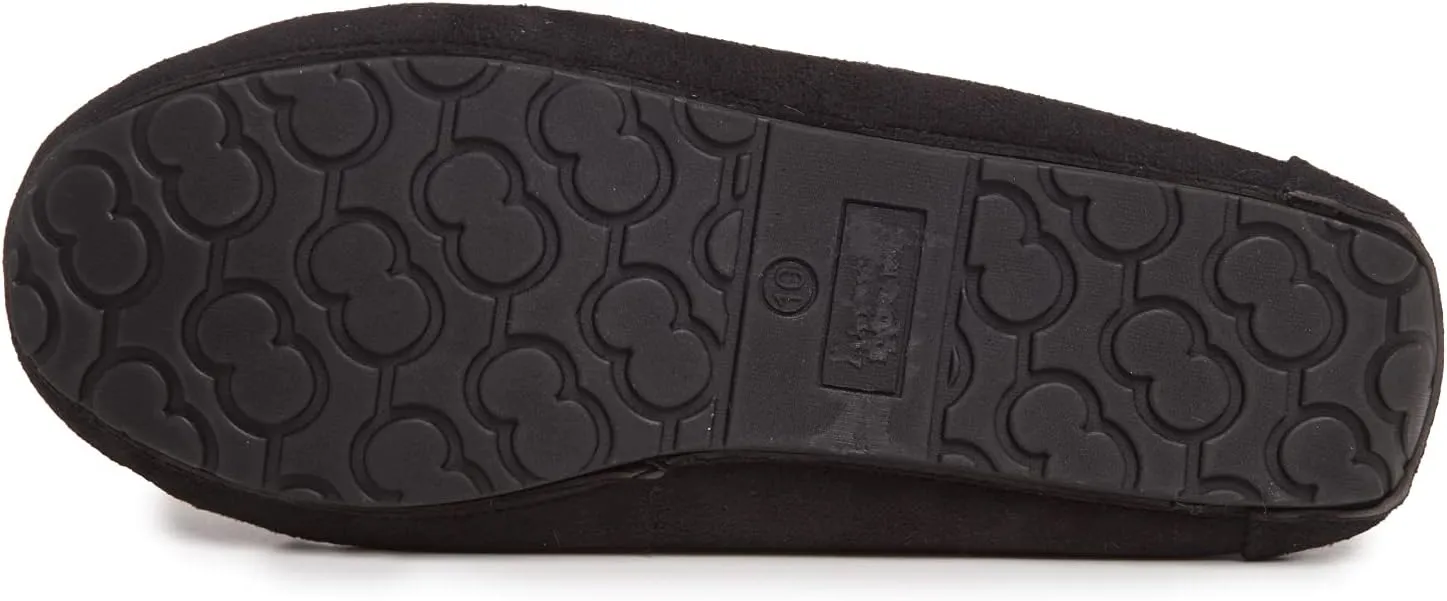 Lucky Brand Mens Micro-Suede Moccasin Slippers with Faux Sherpa Lining