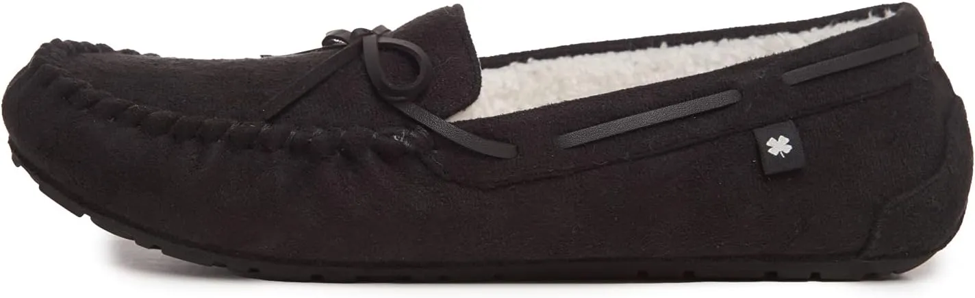 Lucky Brand Mens Micro-Suede Moccasin Slippers with Faux Sherpa Lining