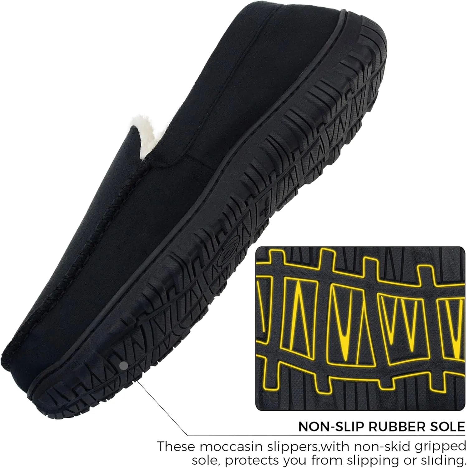 Lulex Moccasins for Men House Slippers Indoor Outdoor Plush Mens Bedroom Shoes with Hard Sole