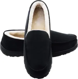 Lulex Moccasins for Men House Slippers Indoor Outdoor Plush Mens Bedroom Shoes with Hard Sole