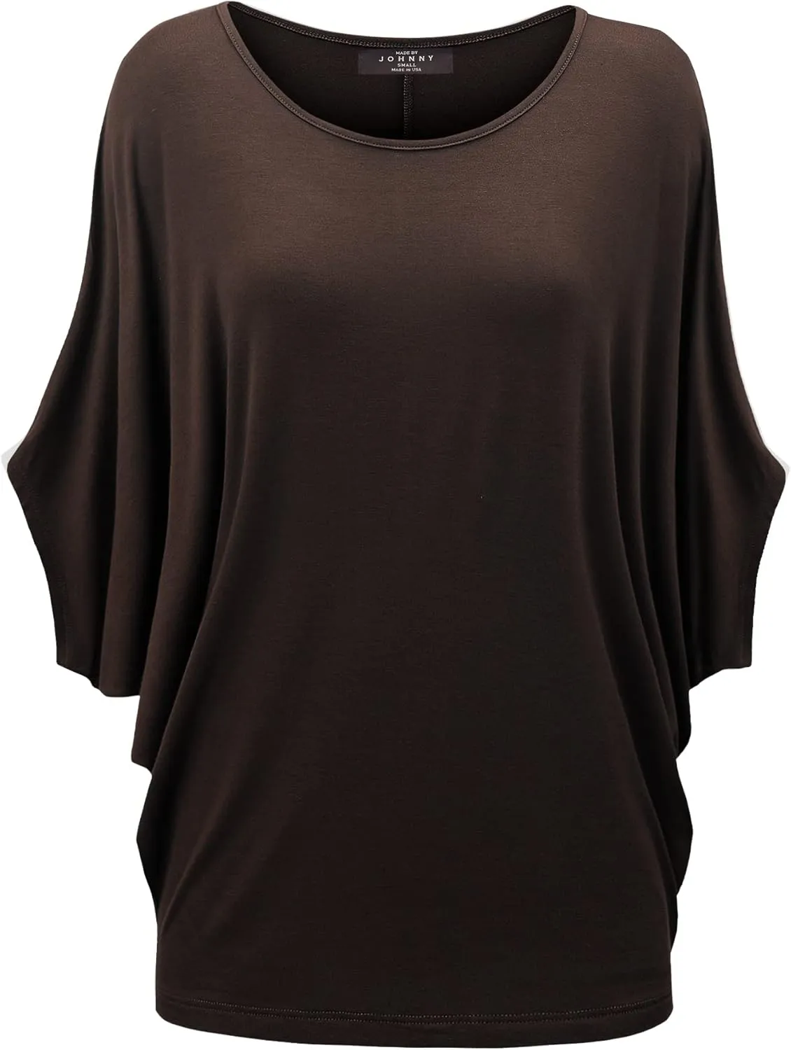Made By Johnny Women's Scoop Neck Half Sleeve Batwing Dolman Top - Plus Size