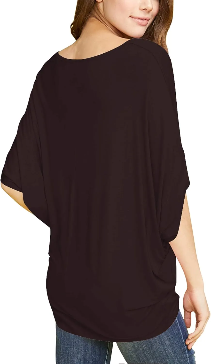 Made By Johnny Women's Scoop Neck Half Sleeve Batwing Dolman Top - Plus Size