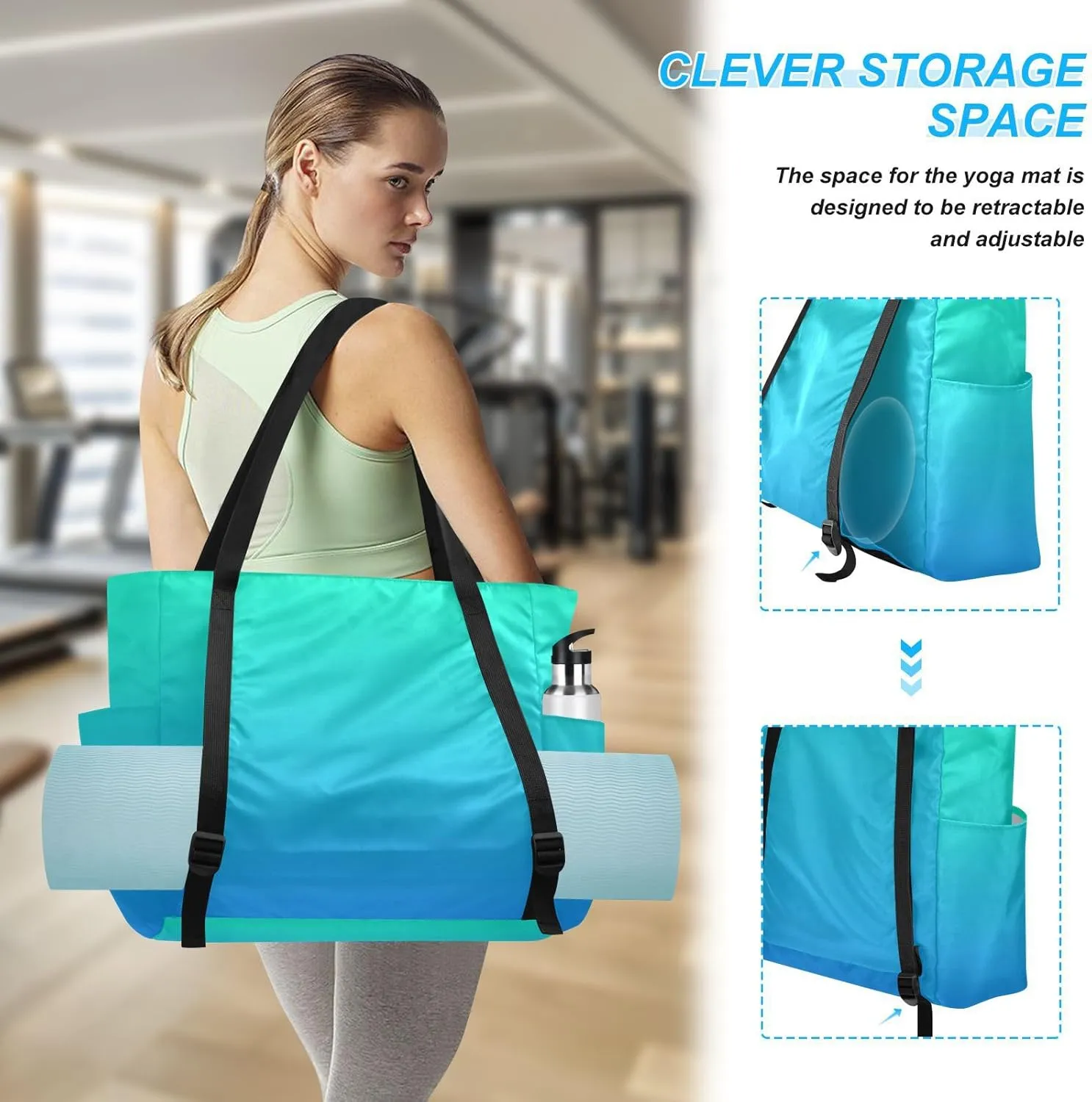 MCHIVER above Clouds Gradient Yoga Bag for Women Yoga Mat Carrier Fits All Your Stuff Large Pilates Gym Bag