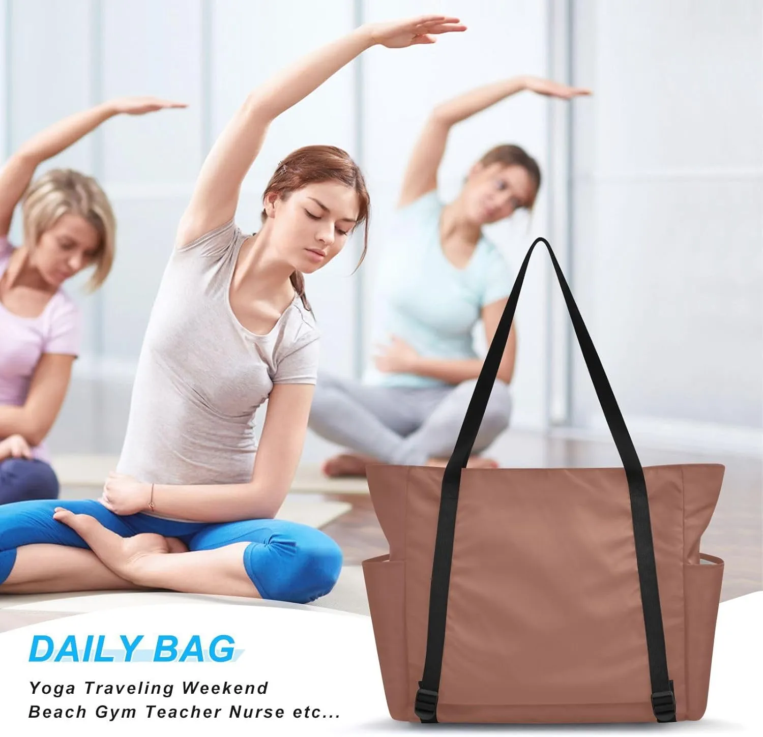 MCHIVER Pink Yoga Bag for Women Yoga Mat Carrier Fits All Your Stuff Large Pilates Gym Bag