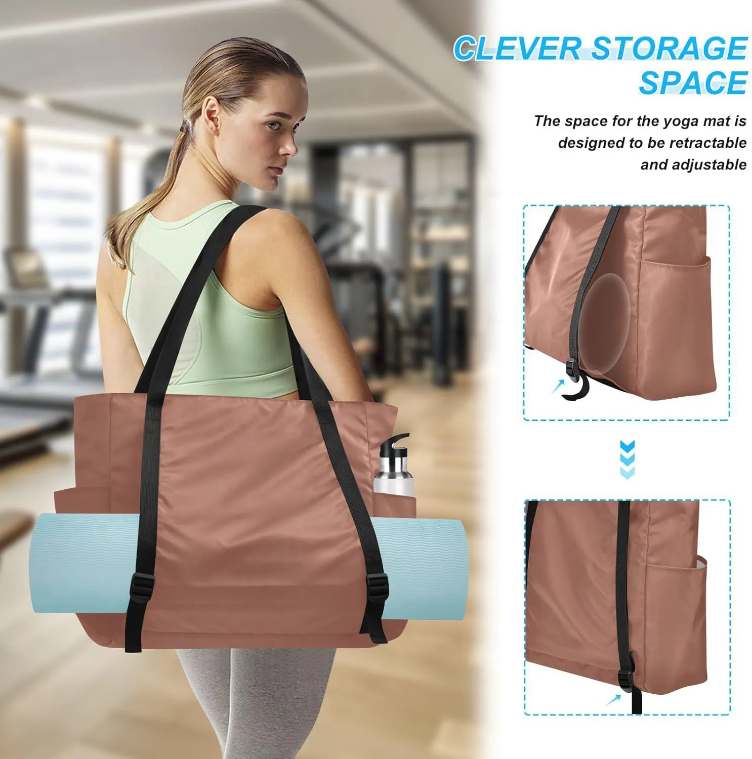 MCHIVER Pink Yoga Bag for Women Yoga Mat Carrier Fits All Your Stuff Large Pilates Gym Bag
