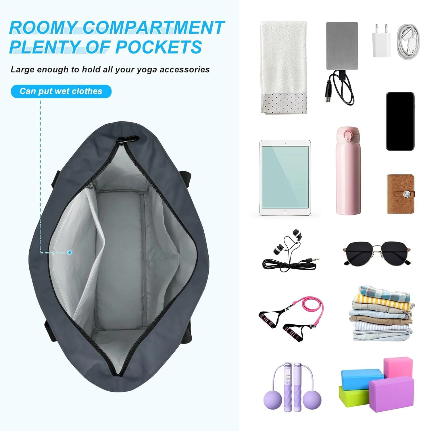 MCHIVER Sea Strike Gradient Yoga Bag for Women Yoga Mat Carrier Fits All Your Stuff Large Pilates Gym Bag