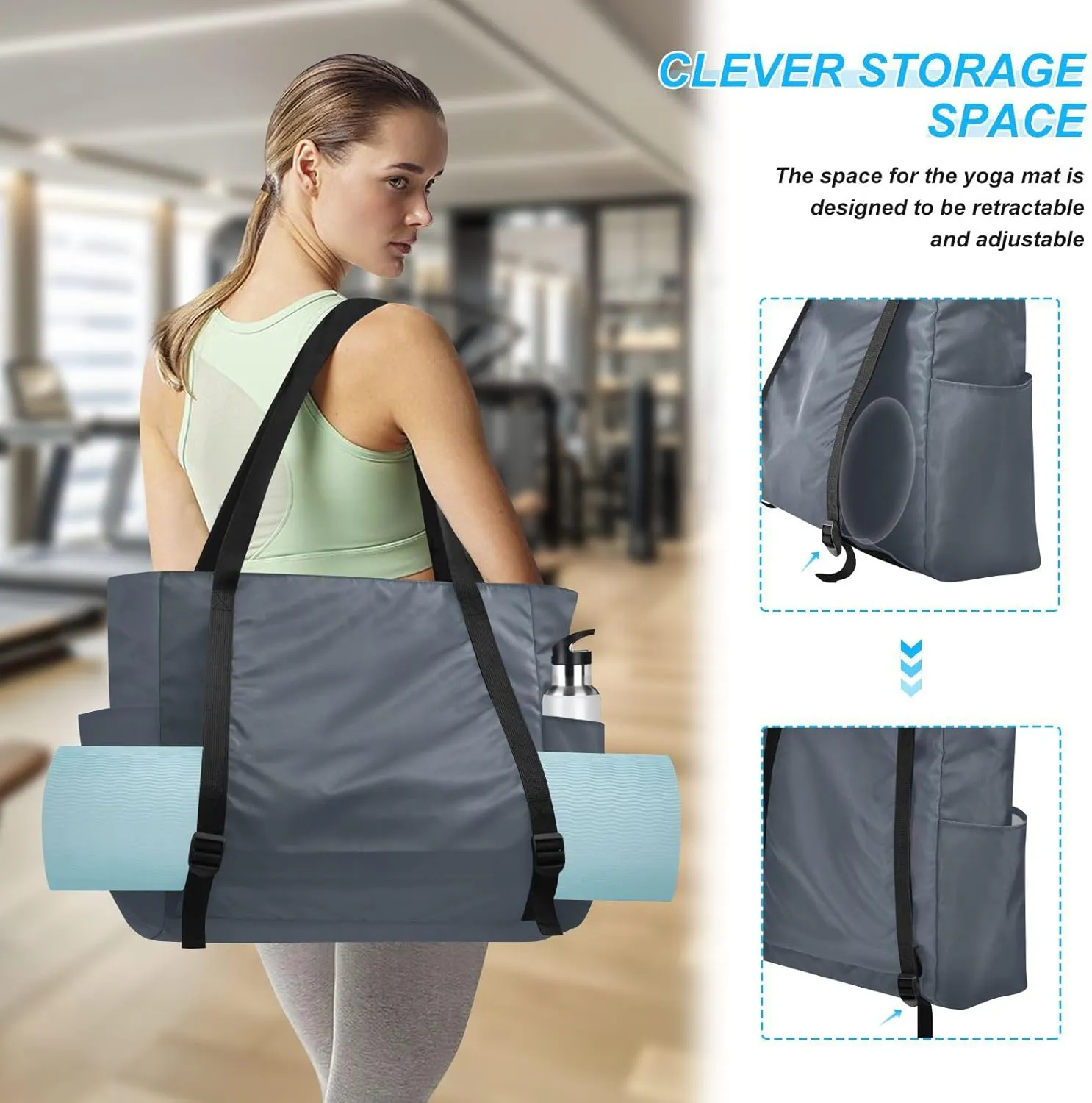MCHIVER Sea Strike Gradient Yoga Bag for Women Yoga Mat Carrier Fits All Your Stuff Large Pilates Gym Bag