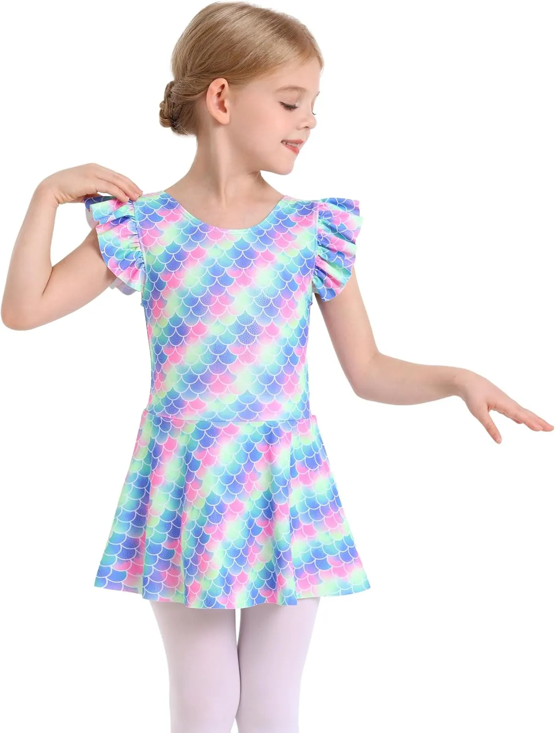 MdnMd Toddler Ballet Leotards for Girls Dance Leotards with Skirt Gymnastic Ballerina Outfit Dress Classic Short Sleeve