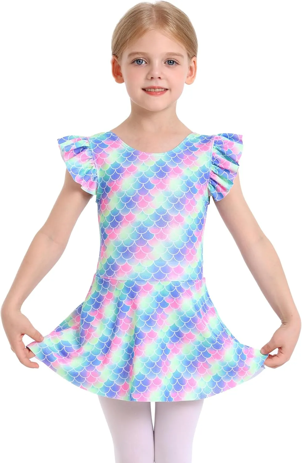 MdnMd Toddler Ballet Leotards for Girls Dance Leotards with Skirt Gymnastic Ballerina Outfit Dress Classic Short Sleeve