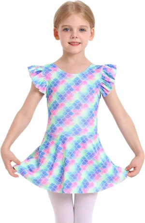 MdnMd Toddler Ballet Leotards for Girls Dance Leotards with Skirt Gymnastic Ballerina Outfit Dress Classic Short Sleeve
