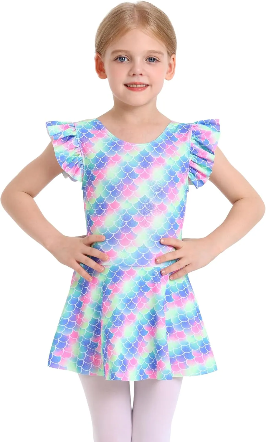 MdnMd Toddler Ballet Leotards for Girls Dance Leotards with Skirt Gymnastic Ballerina Outfit Dress Classic Short Sleeve