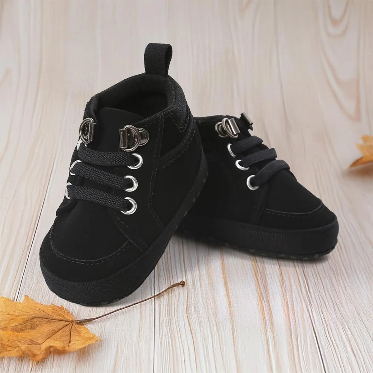 Meckior Toddler Baby Boys Girls High Tops Ankle Sneakers Soft Anti-Slip Sole PU Leather Moccasins Infant Newborn Prewalker First Walking Crib Shoes