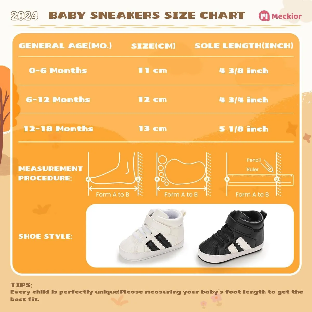 Meckior Toddler Baby Boys Girls High Tops Ankle Sneakers Soft Anti-Slip Sole PU Leather Moccasins Infant Newborn Prewalker First Walking Crib Shoes
