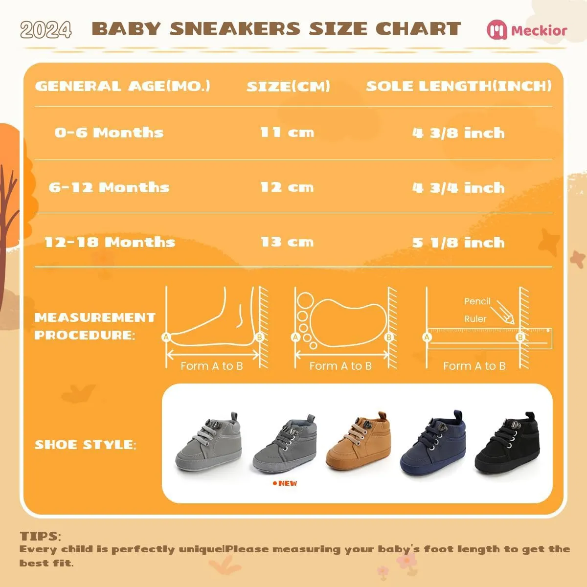Meckior Toddler Baby Boys Girls High Tops Ankle Sneakers Soft Anti-Slip Sole PU Leather Moccasins Infant Newborn Prewalker First Walking Crib Shoes