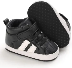 Meckior Toddler Baby Boys Girls High Tops Ankle Sneakers Soft Anti-Slip Sole PU Leather Moccasins Infant Newborn Prewalker First Walking Crib Shoes