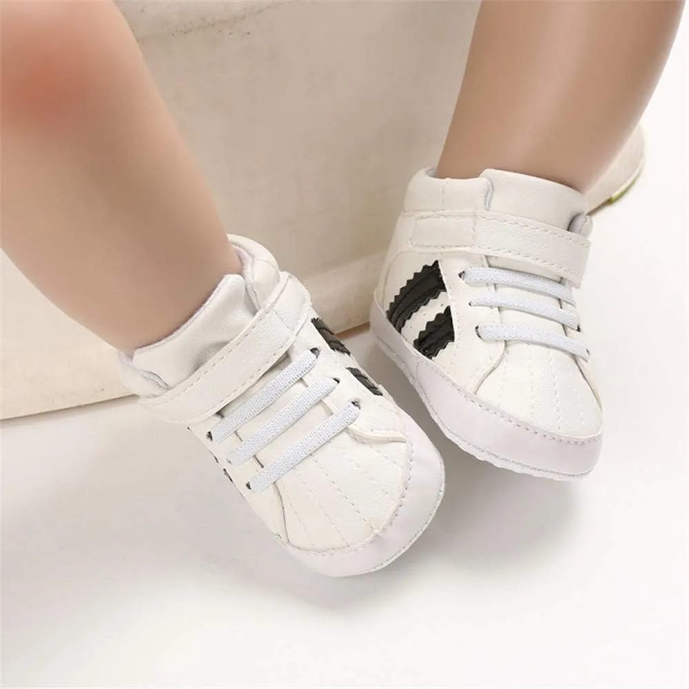 Meckior Toddler Baby Boys Girls High Tops Ankle Sneakers Soft Anti-Slip Sole PU Leather Moccasins Infant Newborn Prewalker First Walking Crib Shoes