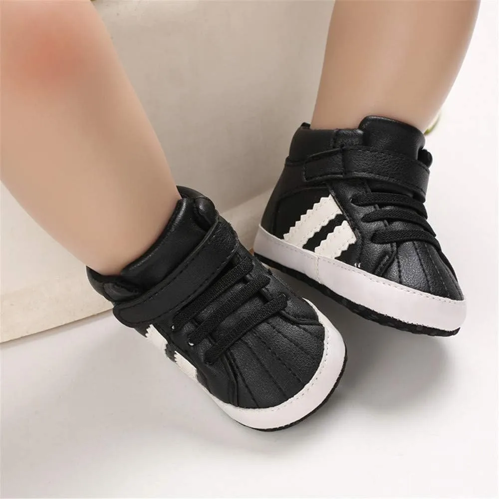 Meckior Toddler Baby Boys Girls High Tops Ankle Sneakers Soft Anti-Slip Sole PU Leather Moccasins Infant Newborn Prewalker First Walking Crib Shoes