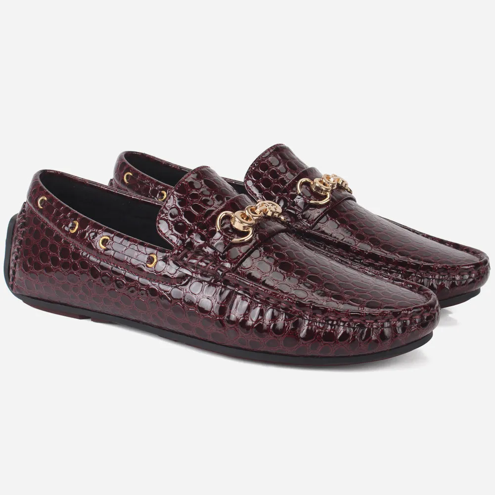 Men "HOLA" Textured Slip Ons Moccasin