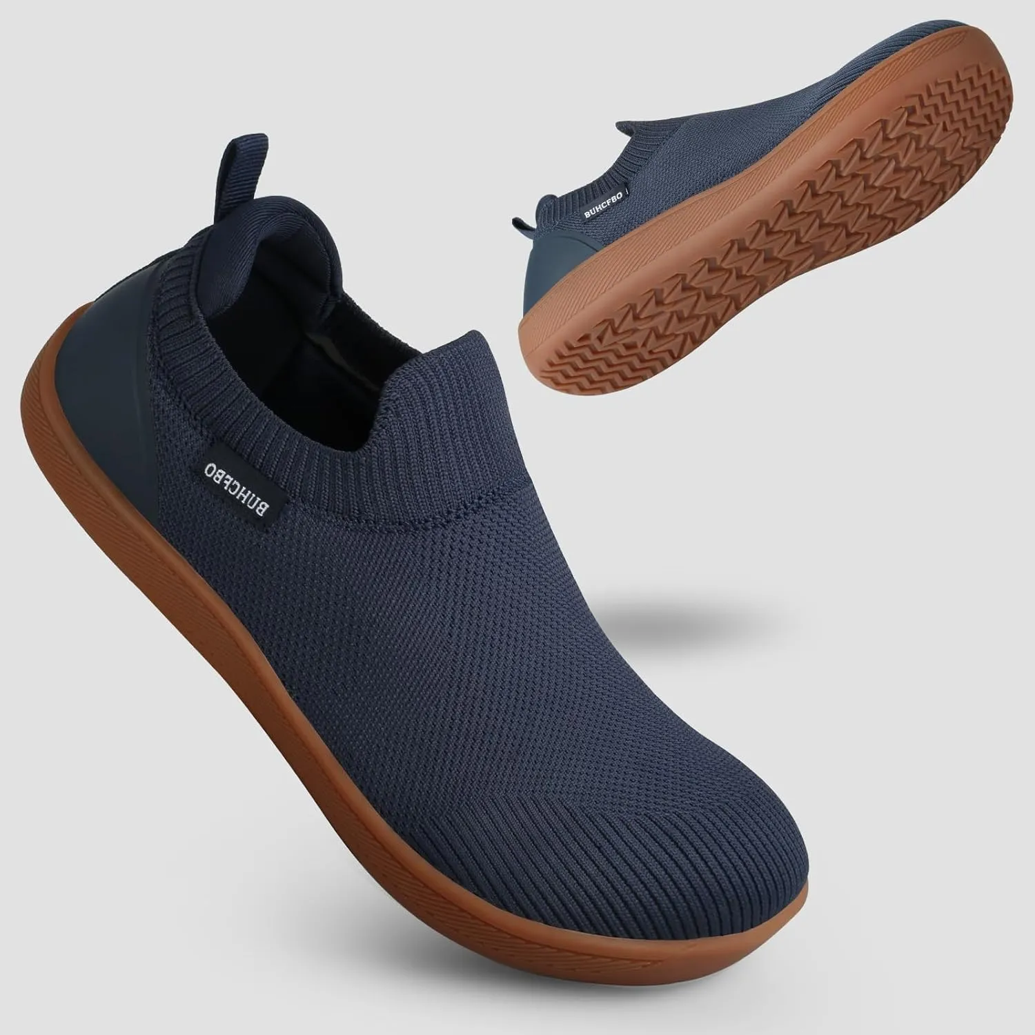 Men's Barefoot Shoes Minimalist Slip on Cross-Trainer Shoes Wide Toe Walking Shoes Zero Drop Sole Trail Running Sneakers Gym Workout Casual