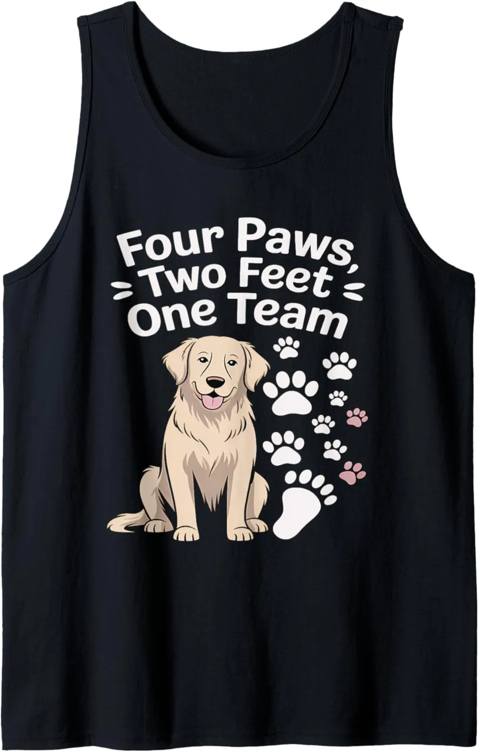 Mens Four Paws Two Feet One Team Funny Dogs Trainer Training Tank Top