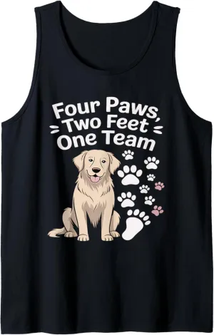 Mens Four Paws Two Feet One Team Funny Dogs Trainer Training Tank Top