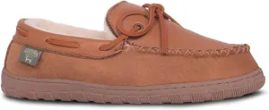 Men’s Moccasin - Genuine Sheepskin and Cowhide Suede Moccasin Slippers for Men Indoor Outdoor Chestnut