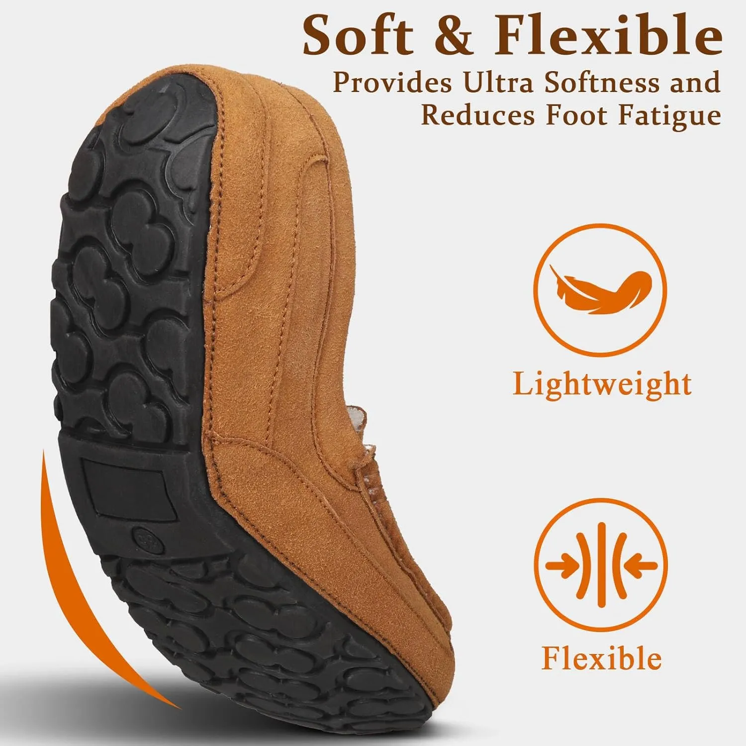 Mens Moccasin Slippers House Slippers for Men Slip-On Mens Loafers Breathable Suede Cozy Fur Lined Loafers for Men for Indoor & Outdoor