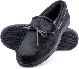 Mens Moccasins for Men - Micro Suede Upper with Soft Plush Lining - Indoor/Outdoor Durable Comfortable Slip On House Slippers for Men