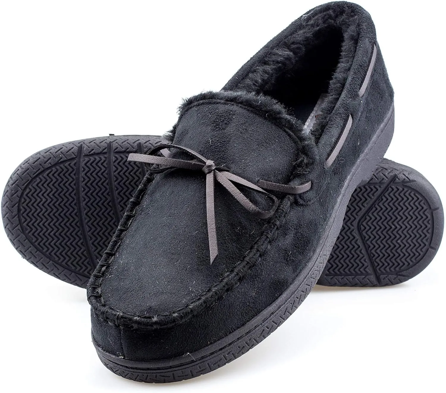 Mens Moccasins for Men - Micro Suede Upper with Soft Plush Lining - Indoor/Outdoor Durable Comfortable Slip On House Slippers for Men