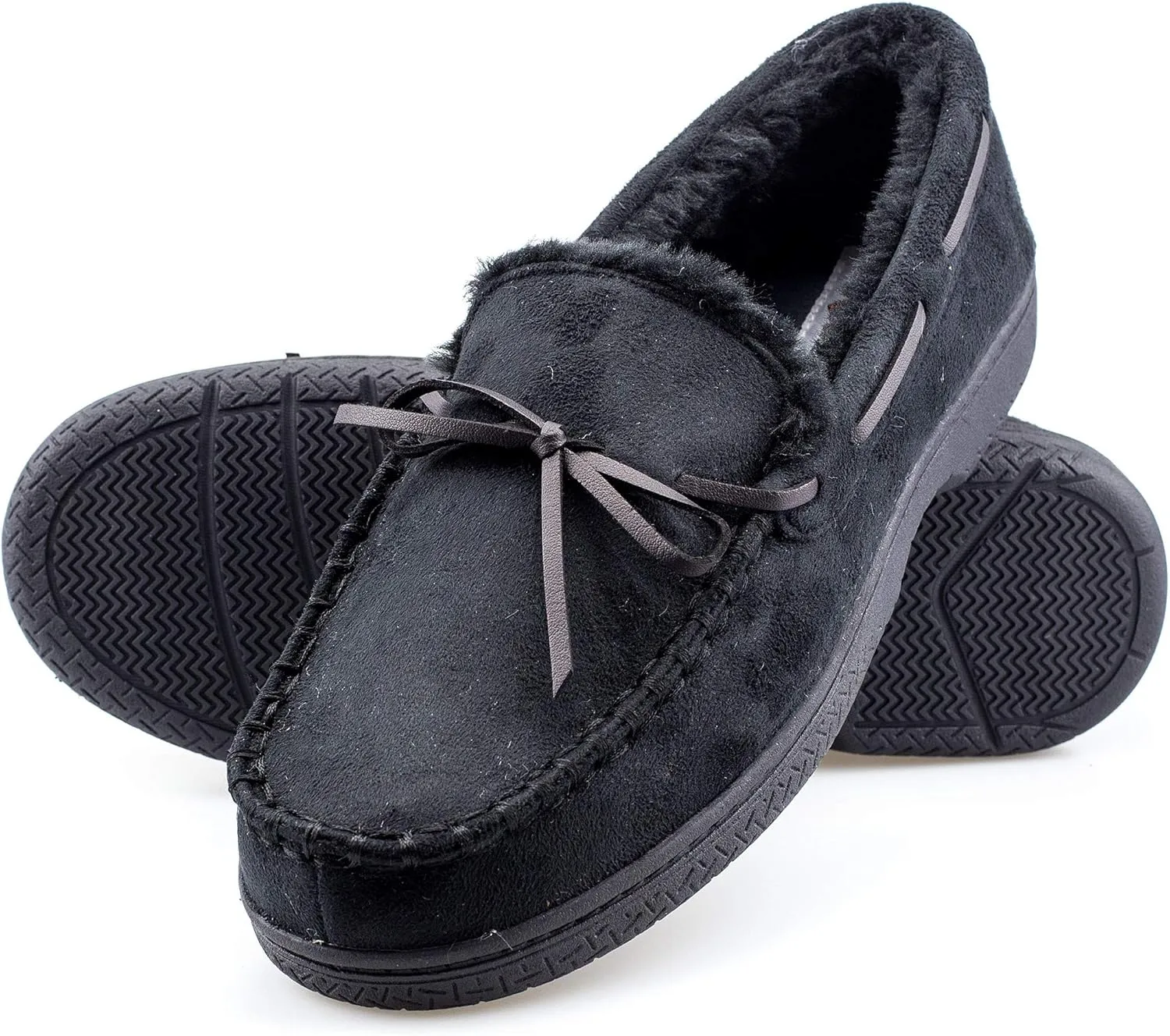 Mens Moccasins for Men - Micro Suede Upper with Soft Plush Lining - Indoor/Outdoor Durable Comfortable Slip On House Slippers for Men