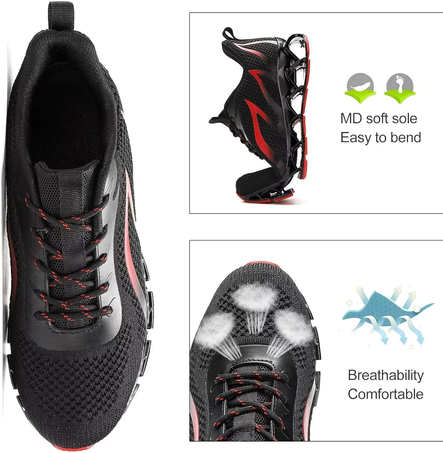 Mens Slip on Running Walking Shoes Blade Tennis Casual Fashion Sneakers Comfort Non Slip Work Sport Athletic Trainer