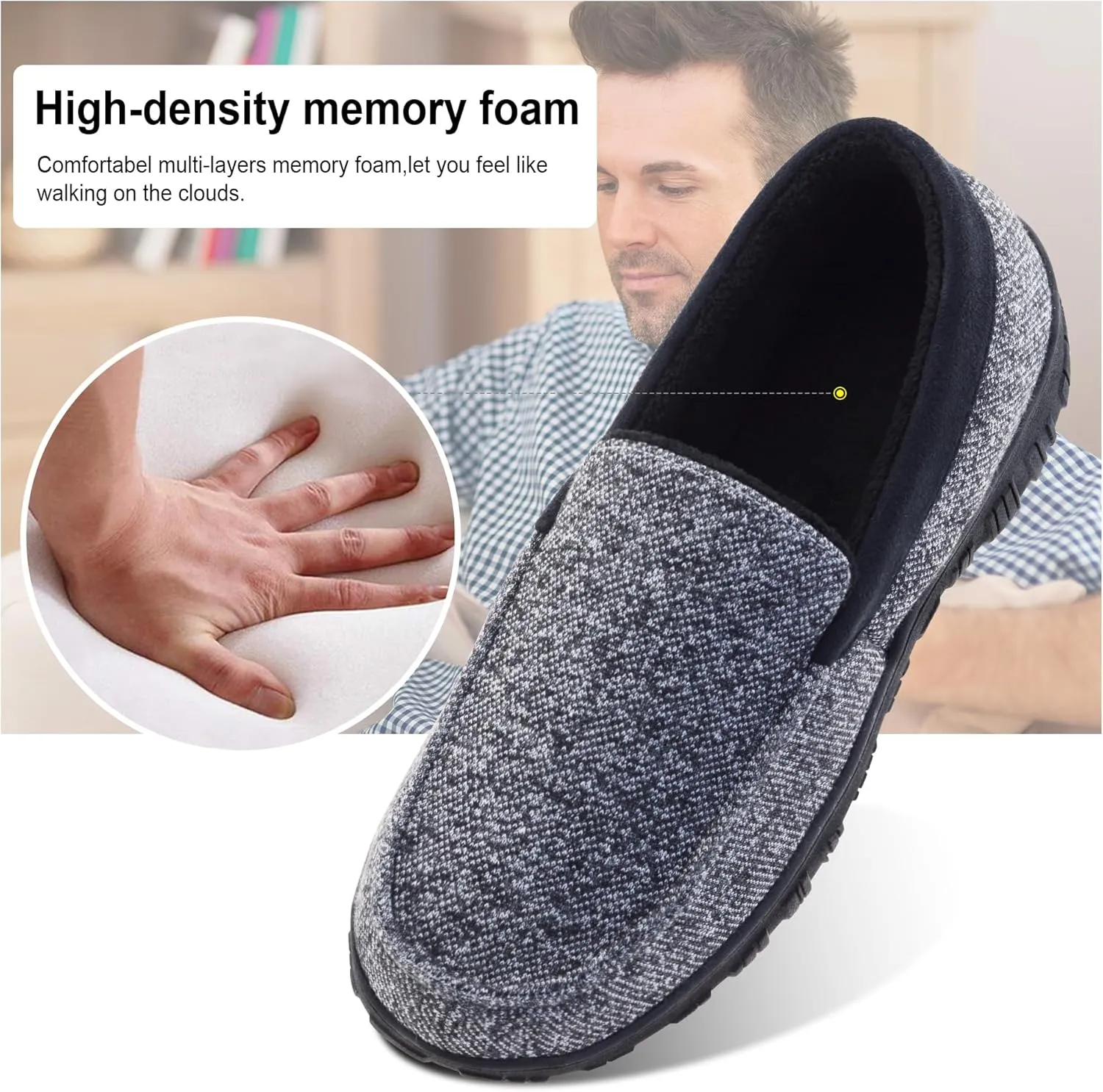 Mens Slippers Indoor Outdoor House Slippers Comfort House Shoes
