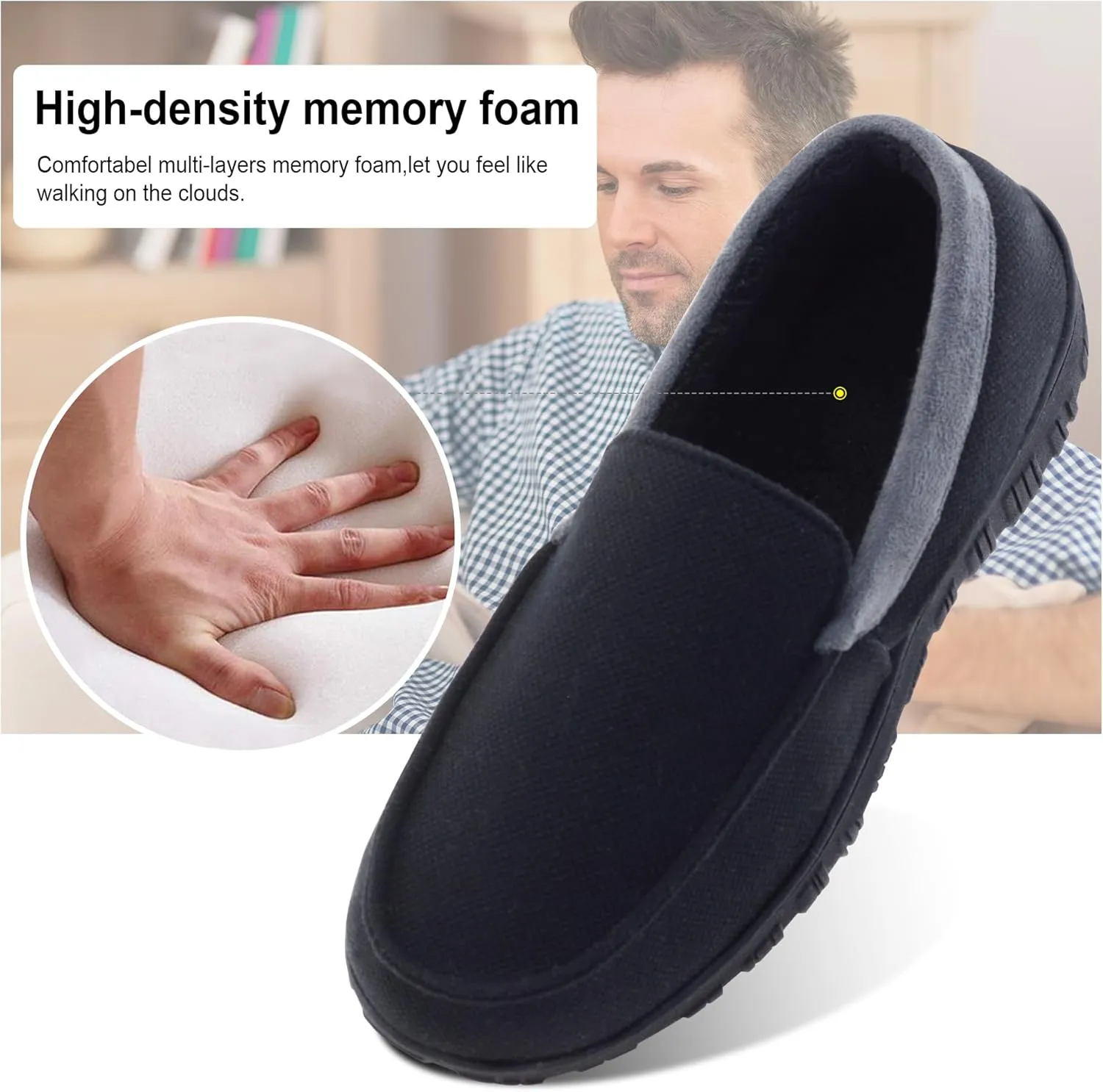 Mens Slippers Indoor Outdoor House Slippers Comfort House Shoes