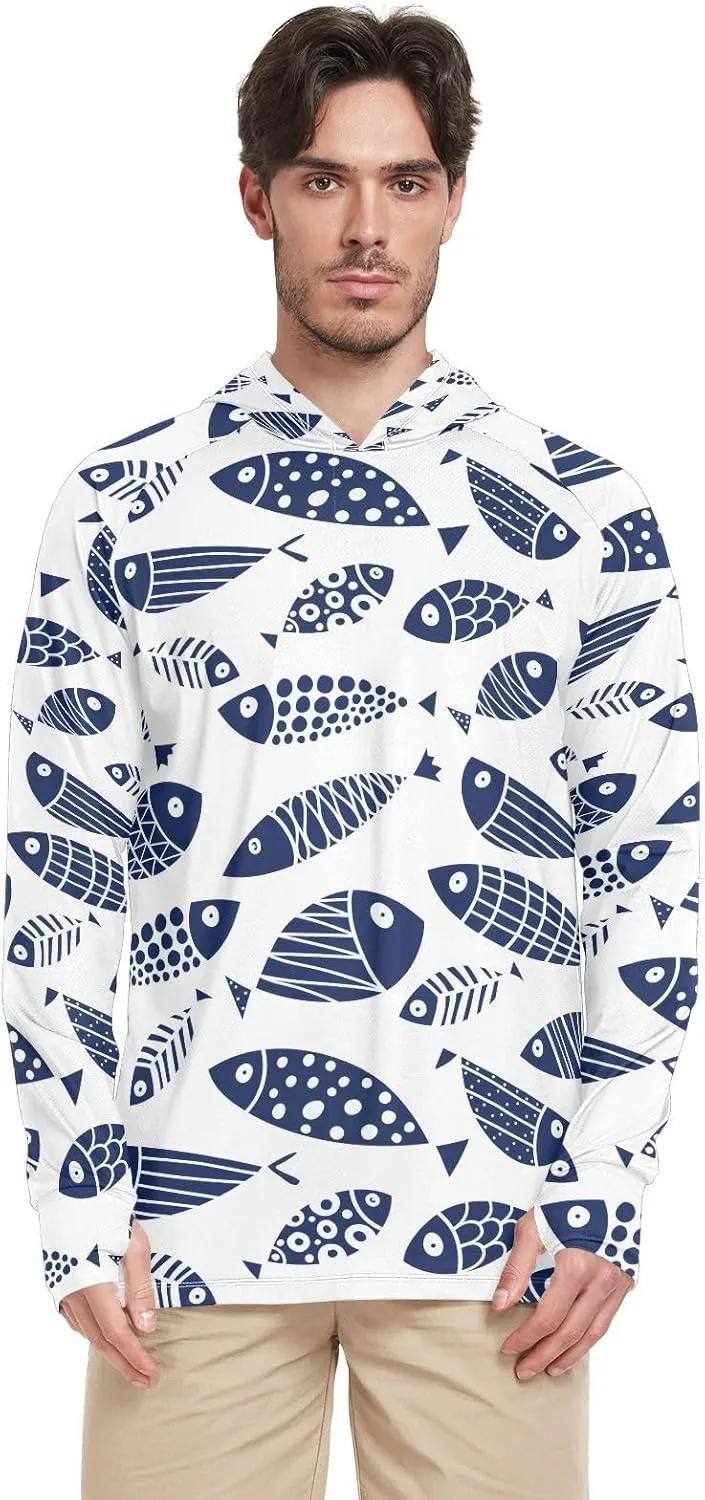 Men's UPF 50  Sun Protection Hoodie Shirt Long Sleeves SPF UV T-Shirt Rash Guard Fishing Outdoor Lightweight Shirt