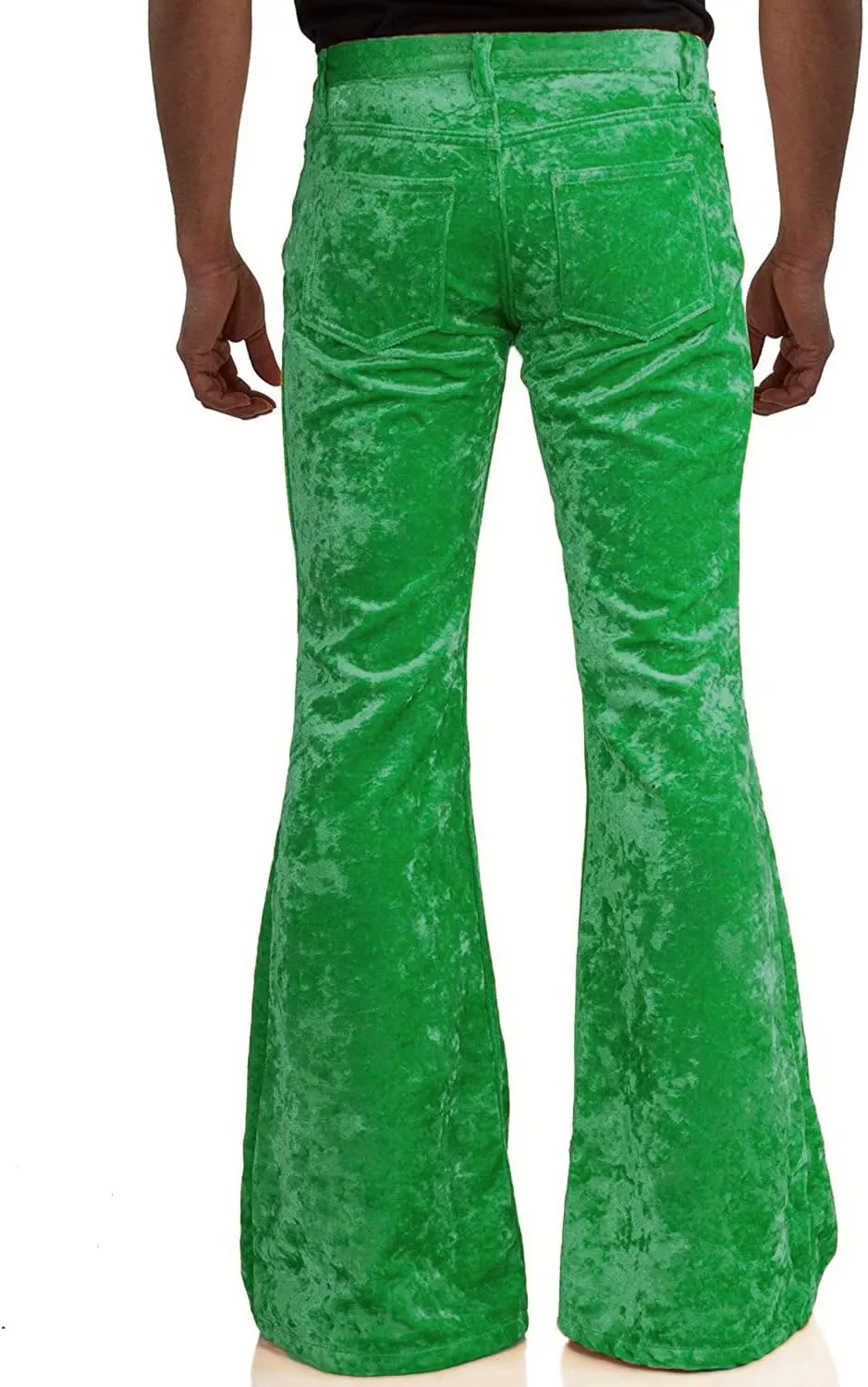 Men's Velvet Relaxed Vintage 60s 70s Bell Bottom Stretch Fit Classic Comfort Flared Flares Retro Leg Disco Pants