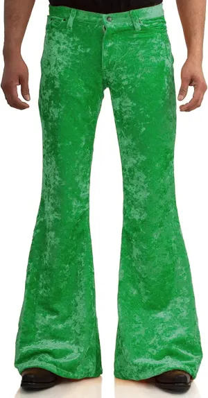 Men's Velvet Relaxed Vintage 60s 70s Bell Bottom Stretch Fit Classic Comfort Flared Flares Retro Leg Disco Pants