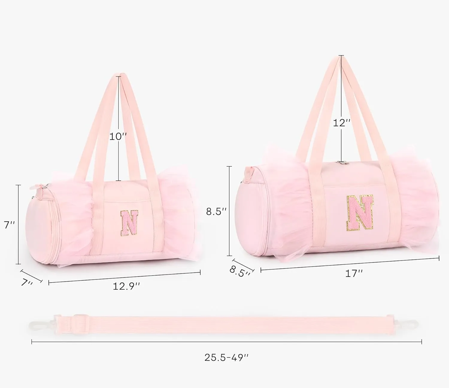 mibasies Dance Bag for Girls 6-8: Kids Duffle Bag - Ballet Bags for Girls 6-8 - Personalized Letter Girls Gifts Medium Pink N