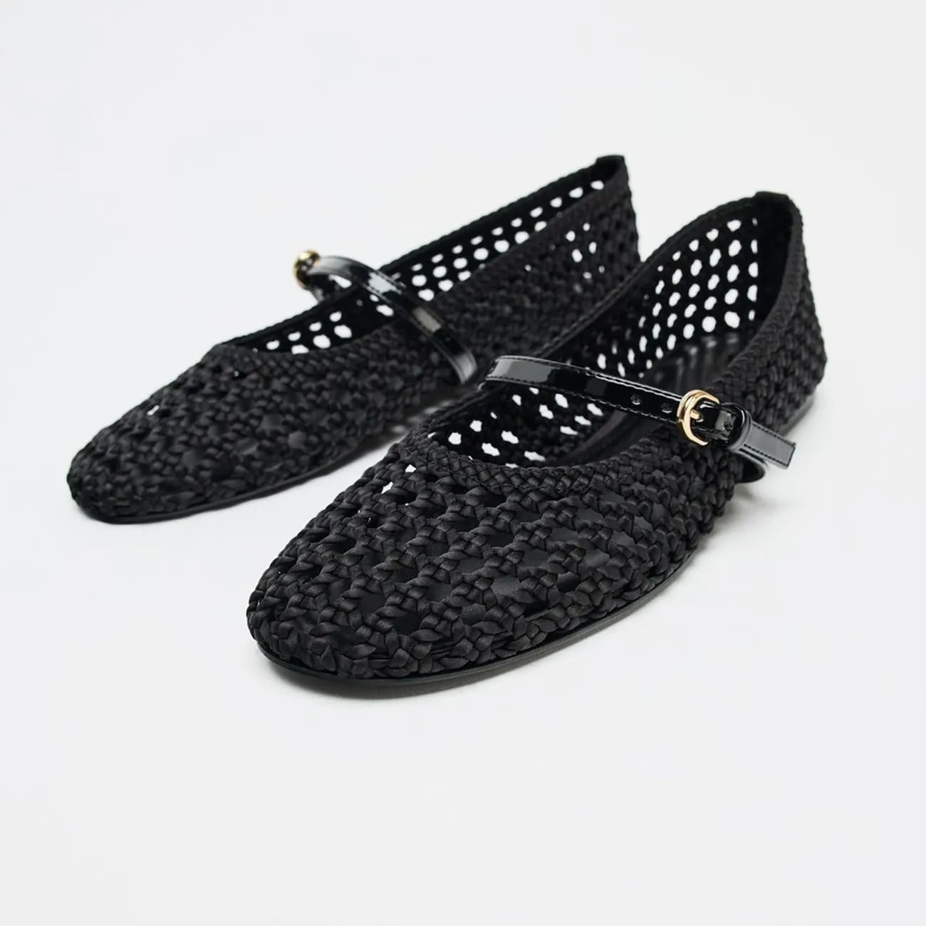 MICIFA Ballet Flats Round Toe Bow Fishnet Mary Jane Flats Dress Wedding Ballerinas Shoes