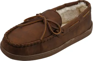 Minnetonka Men's Pile Lined Hardsole Slipper, Brown Distressed, 11 M US