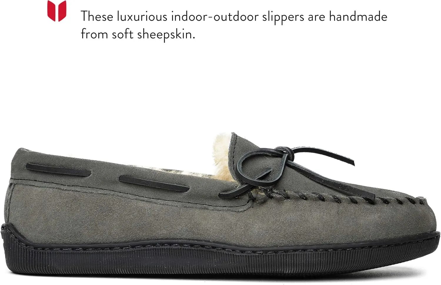 Minnetonka Men's Sheepskin Hardsole Moccasin Slippers
