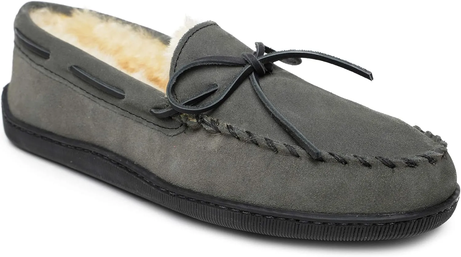 Minnetonka Men's Sheepskin Hardsole Moccasin Slippers